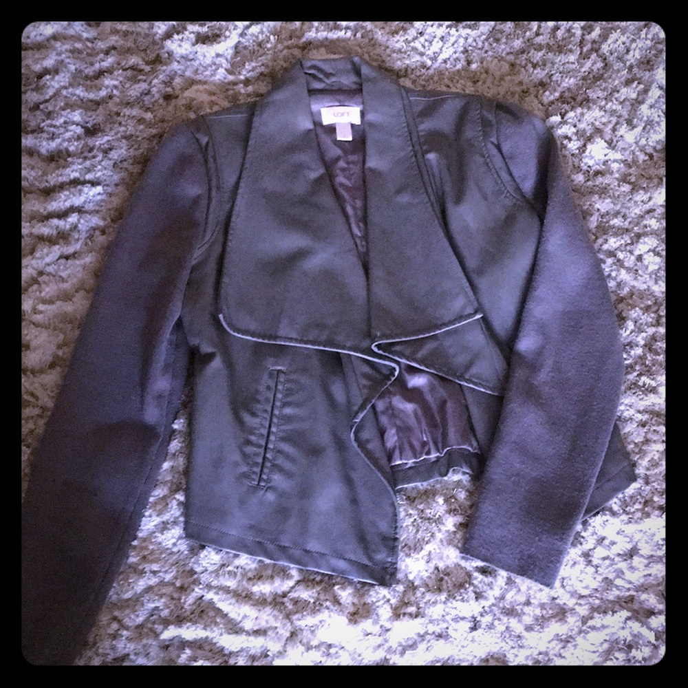 LOFT vegan leather jacket with fabric sleeves